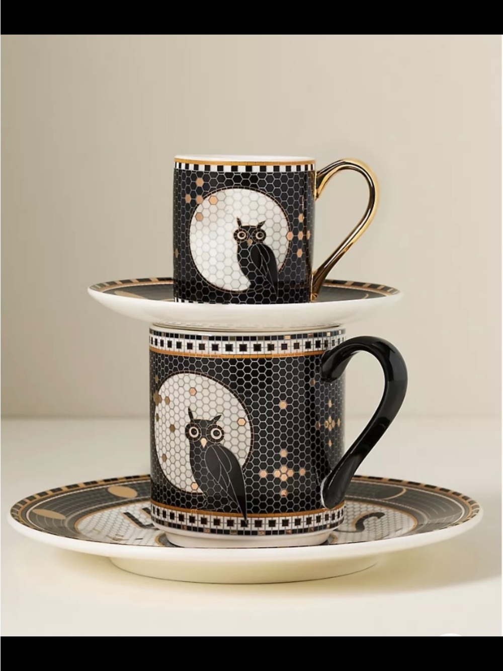 Bistro Tile 24K Owl Mug - Picture 4 of 7